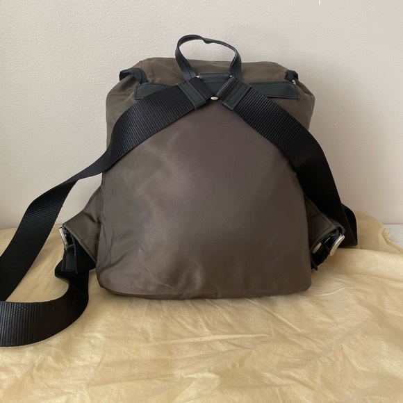 Prada Mini Back pack in nylon with leather (Olive Green) - Picture 4 of 8